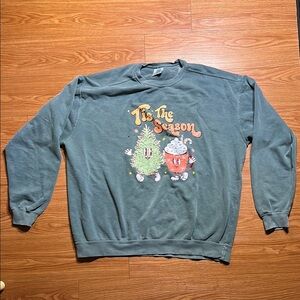 Comfort Colors Green Crewneck Sweater with Graphic Print